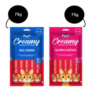 Drools Real Chicken and Salmon & Skipjack Creamy Cat Treats Combo - 2x75g (10pcs)