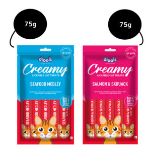 Drools Salmon & Skipjack and Seafood Medley Creamy Cat Treats Combo - 2x75g (10pcs)