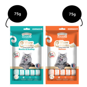 Signature Grain Zero Salmon and Bonito & Scallop Lickable Creamy Cat Treats Combo - 2x75g (10pcs)