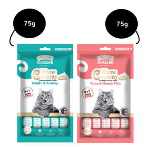 Signature Grain Zero Bonito and Scallop & Tuna and Ocean Fish Lickable Creamy Cat Treats Combo - 2x75g (10pcs)