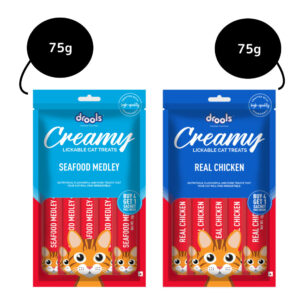 Drools Real Chicken and Seafood Medley Creamy Cat Treats Combo - 2x75g (10pcs)