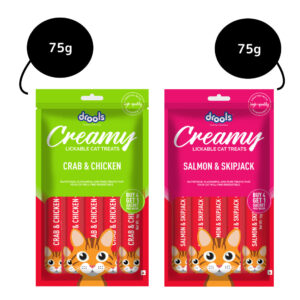 Drools Salmon & Skipjack and Crab & Chicken Creamy Cat Treats Combo - 2x75g (10pcs)