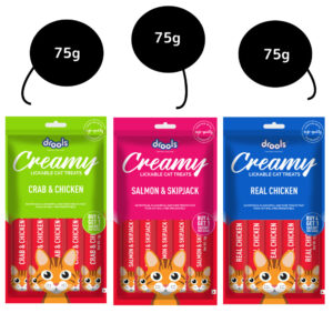 Drools Crab & Chicken, Real Chicken and Salmon & Skipjack Cat Treats Combo - 3x75g (15pcs)