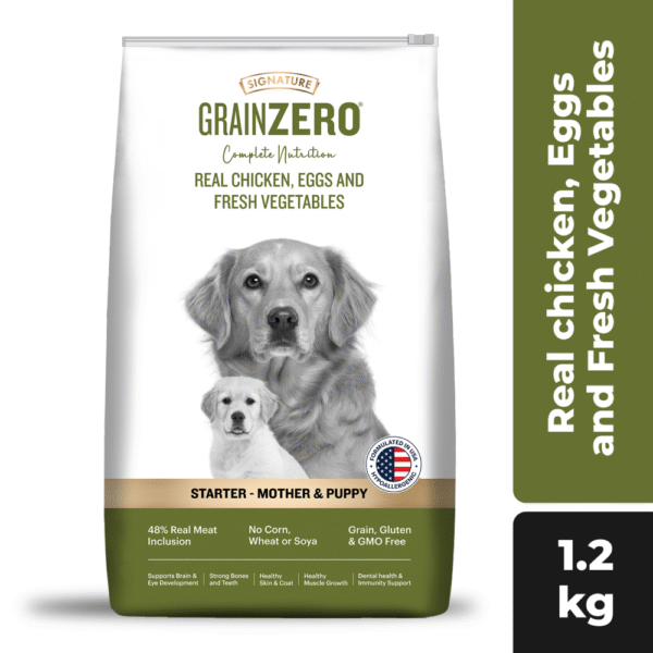 Signature Grain Zero Real Chicken, Egg and Vegetables Mother and Puppy Starter Dog Dry Food - 12kg
