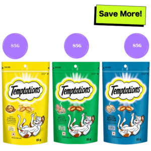 Temptations Savoury Salmon, Seafood Medley and Tasty Chicken Flavour Cat Treats Combo - 3x85g