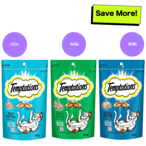 Temptations Savoury Salmon, Seafood Medley and Tempting Tuna Flavour Cat Treats Combo - 3x85g