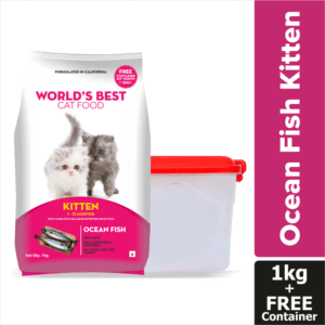 World's Best Cat Food Ocean Fish Kitten Dry Food - 1kg (Free Container)