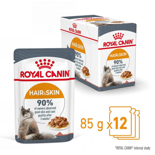 Royal Canin Hair & Skin Care Adult Gravy Cat Wet Food - 48x85g