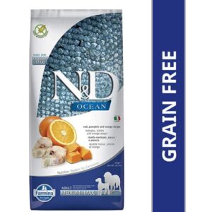 Farmina N&D Ocean Codfish Orange & Pumpkin Grain Free Adult Medium Maxi Dog Dry Food (100g) - 100g