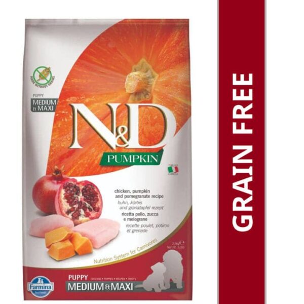 Farmina N&D Pumpkin Chicken & Pomegranate Grain Free Puppy Medium Maxi Dog Dry Food (100g) - 100g