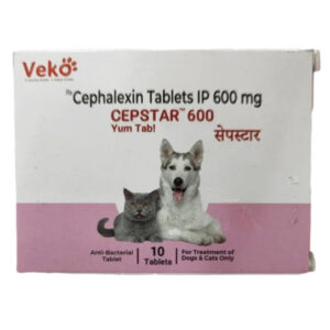 Veko Cepstar 600mg (Cephalexin) Tablet Dogs & Cats (pack of 10 tablets) - 1 Pack (10 tablets)