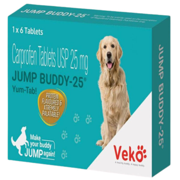 Veko Jump Buddy (Carprofen) 25mg Tablet for Dogs (pack of 6 tablets) - 2 strip (12 tablets)