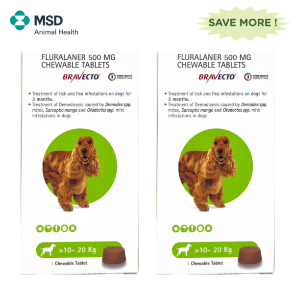 MSD Animal Health Bravecto (10 -20kg) Tablet Combo (2 tablets) - 2tablets
