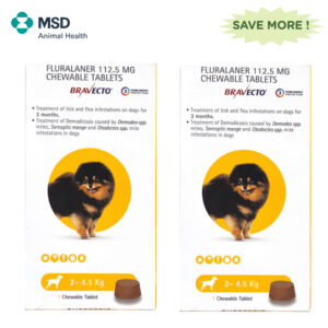 MSD Animal Health Bravecto (2 -4.5kg) Tablet Combo (2 tablets) - 2tablets