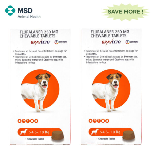 MSD Animal Health Bravecto (4.5 -10kg) Tablet Combo (2 tablets) - 2tablets