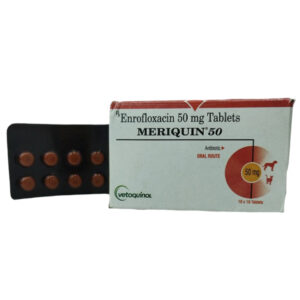 Vetoquinol Meriquin 50mg Enrofloxacin Tablets for Dogs and Cats - 1 Pack (10 tablet)