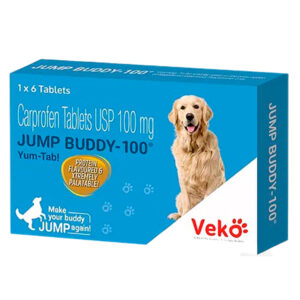 Veko Jump Buddy (Carprofen) 100mg Tablet for Dogs (pack of 6 tablets) - 1 strip (6 tablets)