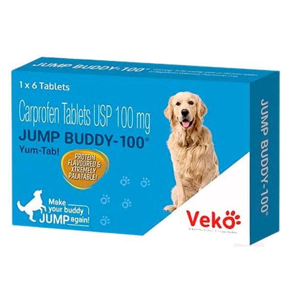 Veko Jump Buddy (Carprofen) 100mg Tablet for Dogs (pack of 6 tablets) - 1 strip (6 tablets)