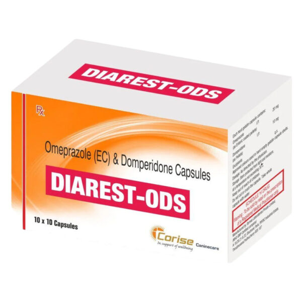 Corsie Diarest ODS Capsules (domperidone & omeprazole) for Dogs - 1 strip (10 capsules)