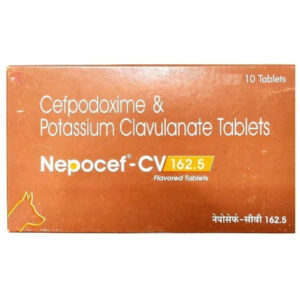 Ttk Nepocef CV 162.5mg (Cefpodoxime Proxetil & Potassium Clavulanate) Tablet for Dogs and Cats - 1 strip (10 tablets)
