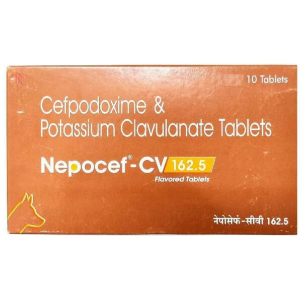 Ttk Nepocef CV 162.5mg (Cefpodoxime Proxetil & Potassium Clavulanate) Tablet for Dogs and Cats - 1 strip (10 tablets)