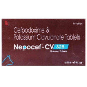 Ttk Nepocef CV 325mg (Cefpodoxime Proxetil & Potassium Clavulanate) Tablet for Dogs and Cats - 1 strip (10 tablets)