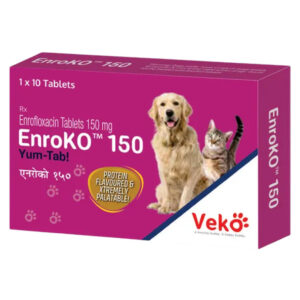 Veko Enroko Yum Tab 150mg (Enrofloxacin) Tablet Dogs & Cats (pack of 10 tablets) - 1 Strip (10 tablets)