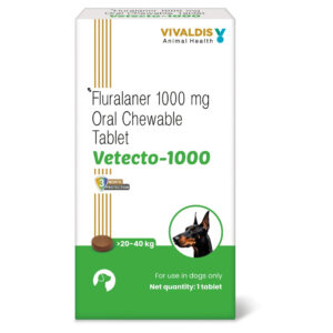 Vivaldis Vetecto 1000 (Fluralaner) for Dogs (1 Chewable tab) - 20kg  - 40kg (1 Tab)