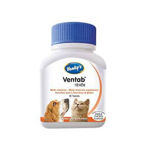 Venkys Ventab Multivitamin Supplements for Dogs and Cats - 1 Bottle (30 tablets)