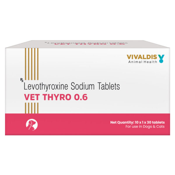 Vivaldis Vet Thyro 0.6 (Levothyroxine sodium) Tablets for Dogs and Cats - 3 Strip (90 tablets)